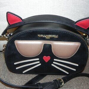 Karl Lagerfeld Paris Maybelle Choupette Black Cat Crossbody/Top Handle Bag.